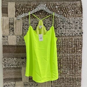 🍋‍🟩 NWT J Crew Factory bright neon yellow green scallop edge camisole sz S